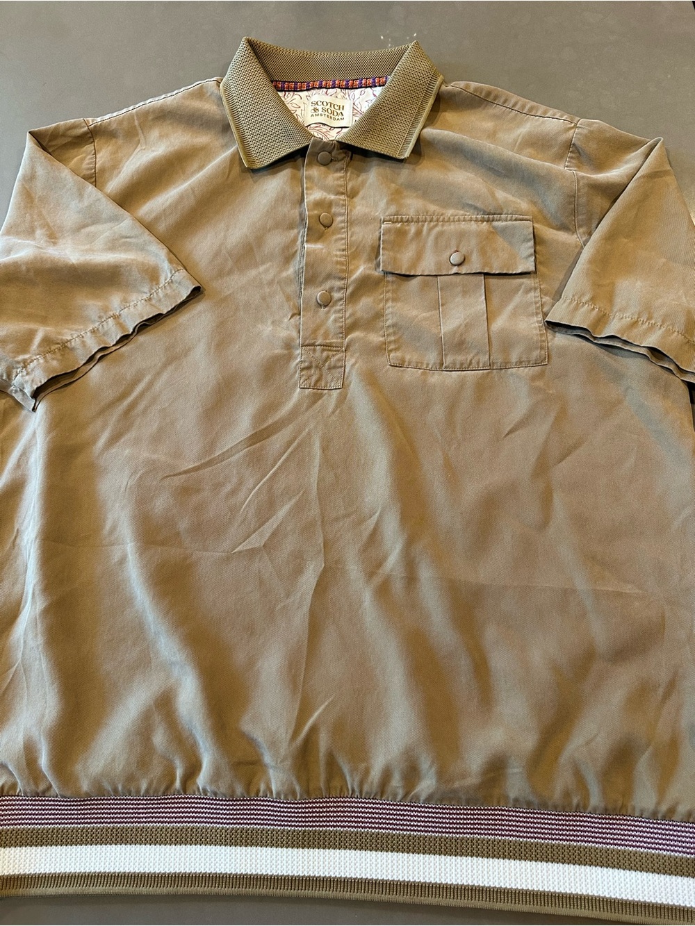 Scotch & Soda Men's Short-Sleeve Pullover Polo Shirt in Tan- Classic Casual